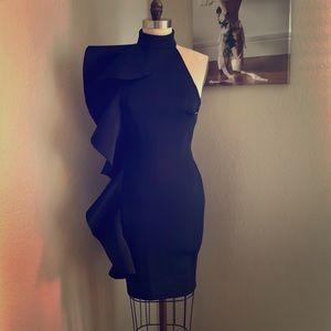Black midi cocktail dress S